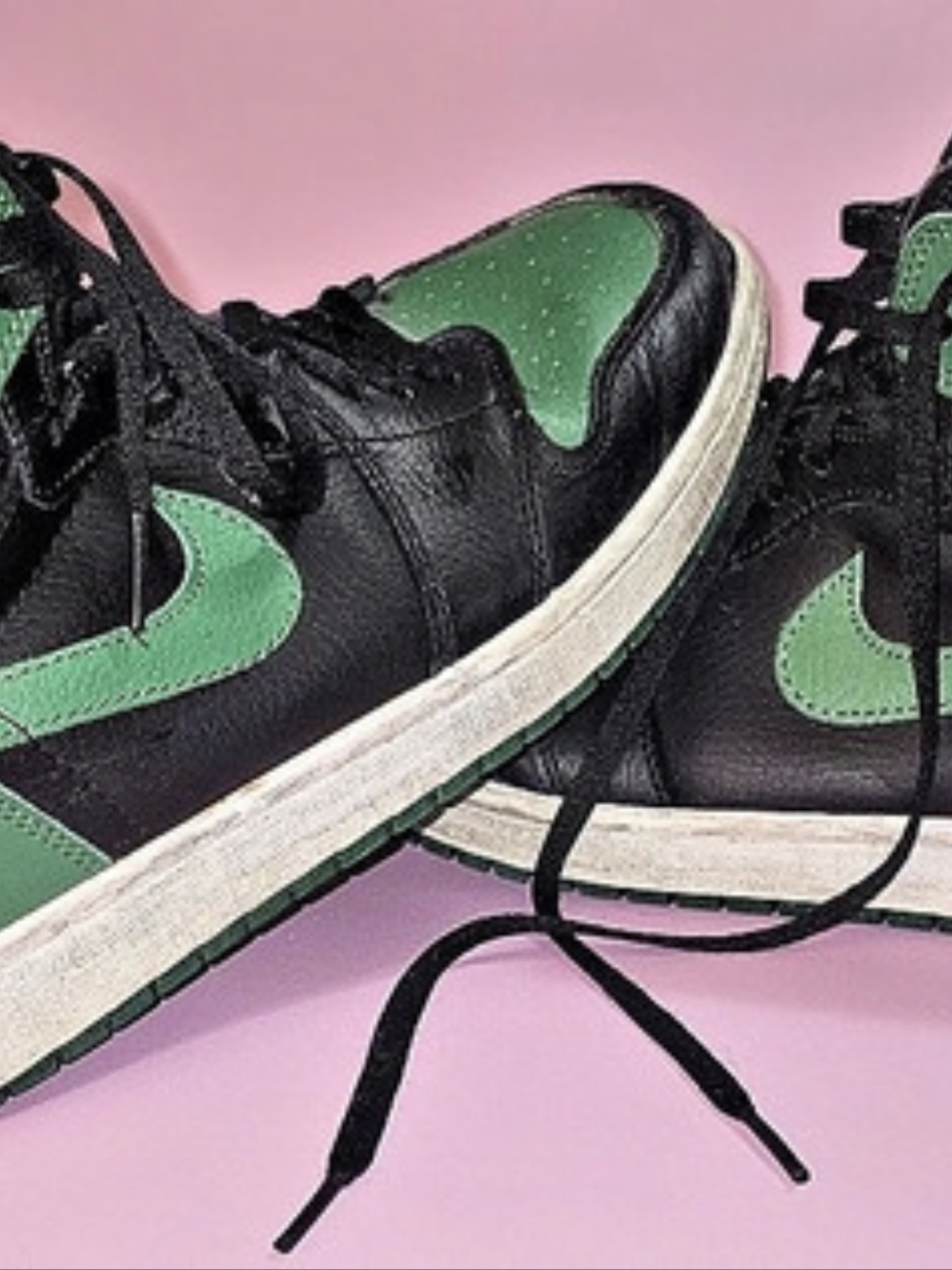Nike Air Jordan 1 High-Top Sneakers in Black & Green